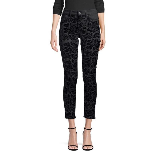 7 for All Mankind Mid-Rise Embellished Floral Ankle Skinny Jeans Size 28 - Picture 1 of 13